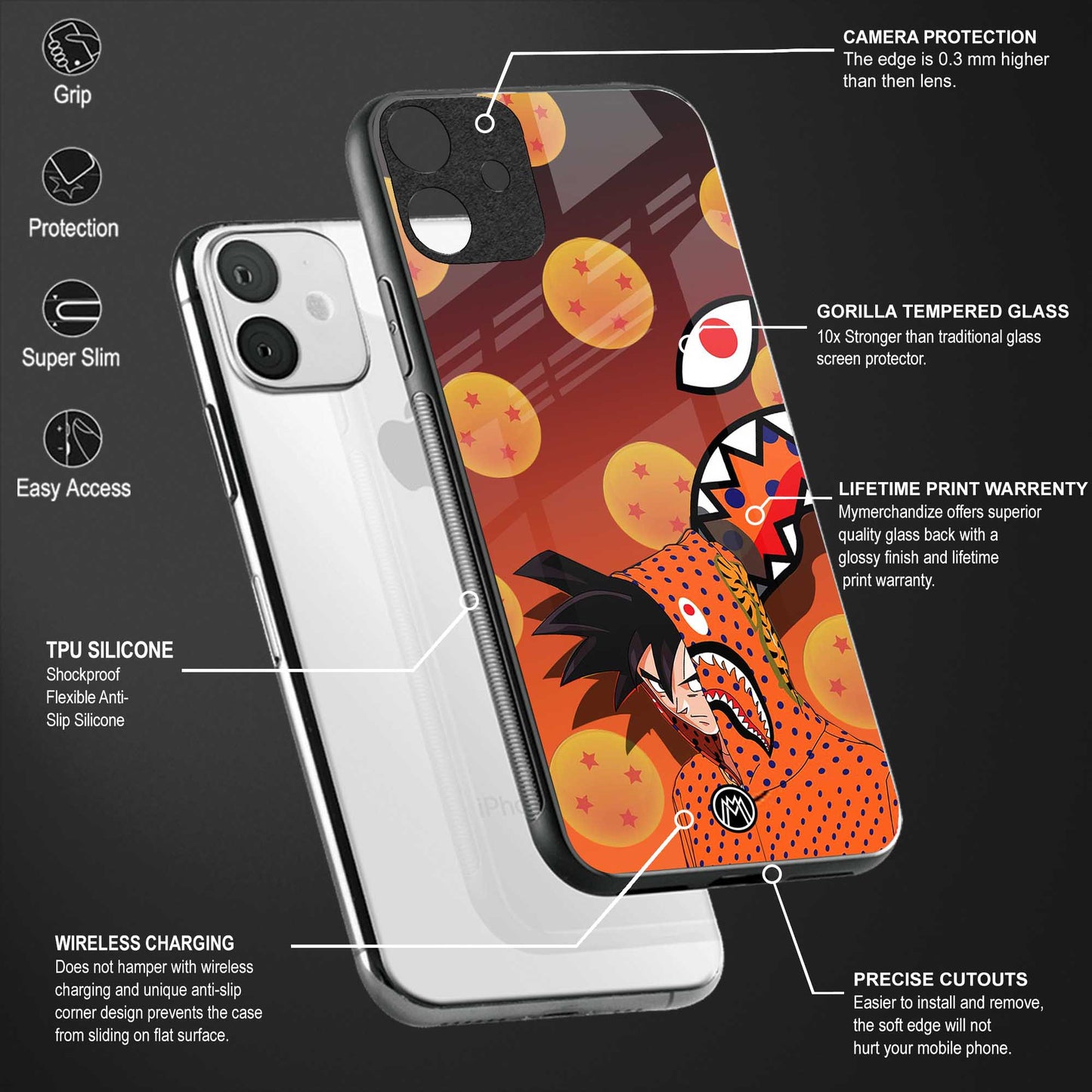 goku back phone cover | glass case for oppo reno 5
