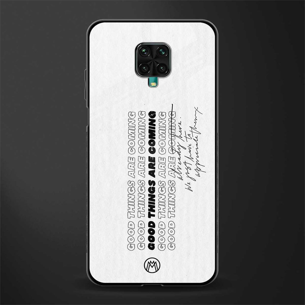 good things are here glass case for redmi note 9 pro image