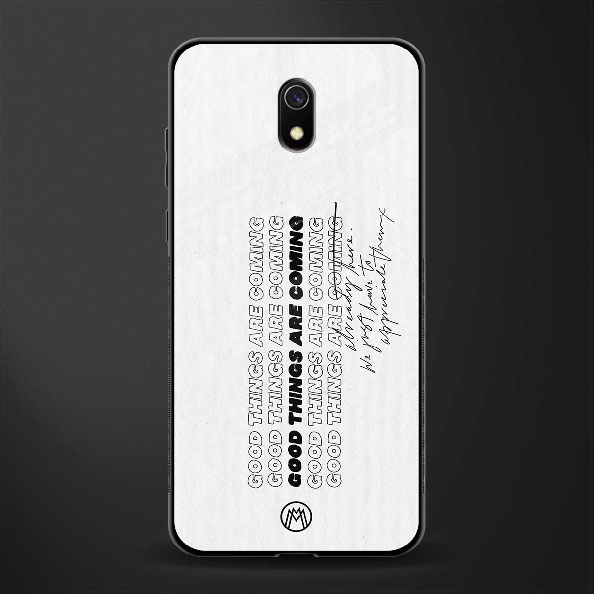 good things are here glass case for redmi 8a image