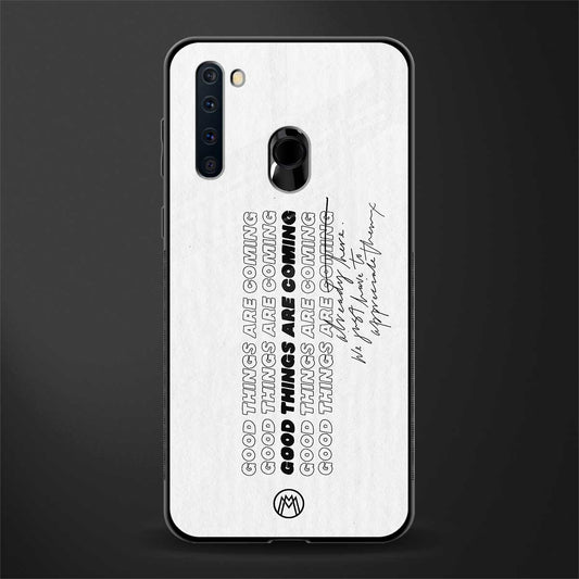 good things are here glass case for samsung a21 image