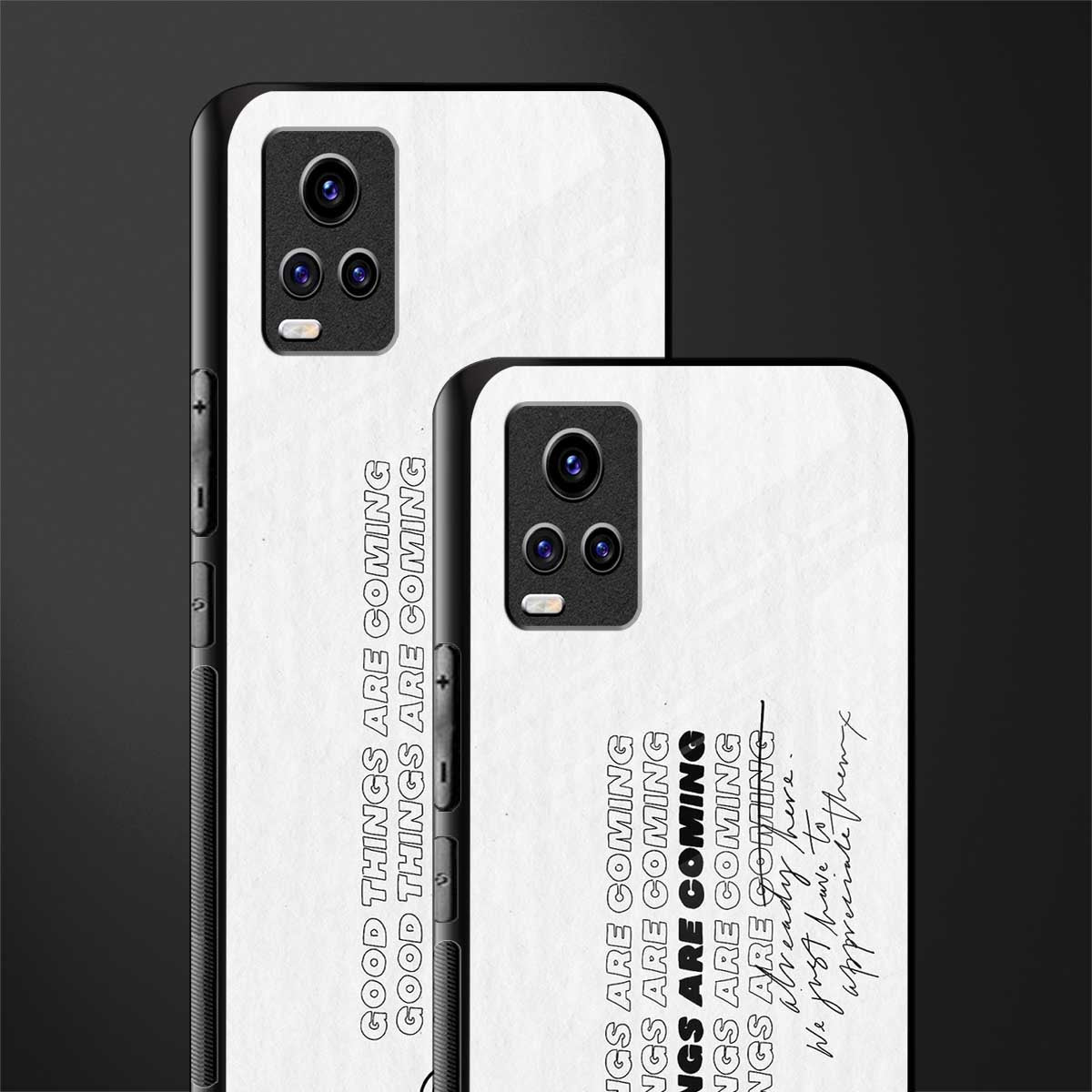 good things are here back phone cover | glass case for vivo v21e 4g
