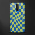 green blue trippy check pattern glass case for poco x2 image