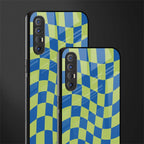 green blue trippy check pattern glass case for oppo reno 3 pro image-2
