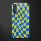 green blue trippy check pattern glass case for oppo reno 3 pro image