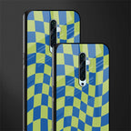 green blue trippy check pattern glass case for oppo reno 2f image-2