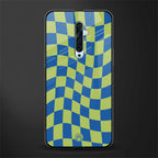 green blue trippy check pattern glass case for oppo reno 2f image