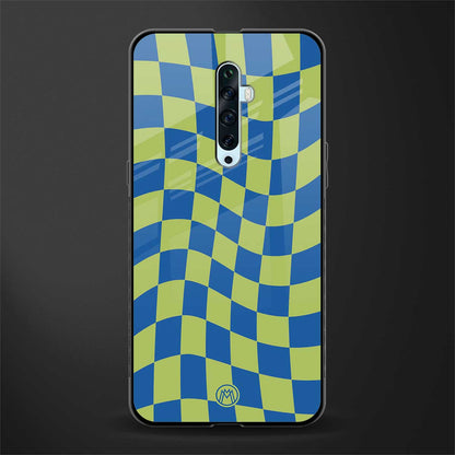 green blue trippy check pattern glass case for oppo reno 2f image