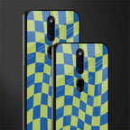 green blue trippy check pattern glass case for oppo f11 pro image-2