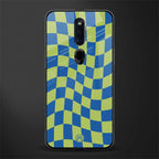 green blue trippy check pattern glass case for oppo f11 pro image