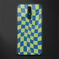 green blue trippy check pattern glass case for oppo a9 image