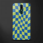 green blue trippy check pattern glass case for oppo a9 image