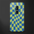 green blue trippy check pattern glass case for vivo v17 pro image