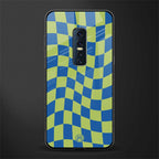 green blue trippy check pattern glass case for vivo v17 pro image