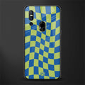 green blue trippy check pattern glass case for vivo v15 image