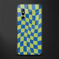 green blue trippy check pattern glass case for vivo v15 pro image