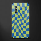 green blue trippy check pattern glass case for vivo v15 pro image