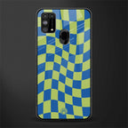 green blue trippy check pattern glass case for samsung galaxy m31 prime edition image