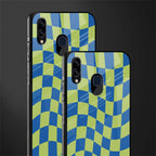 green blue trippy check pattern glass case for samsung galaxy m10s image-2