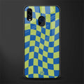 green blue trippy check pattern glass case for samsung galaxy m10s image