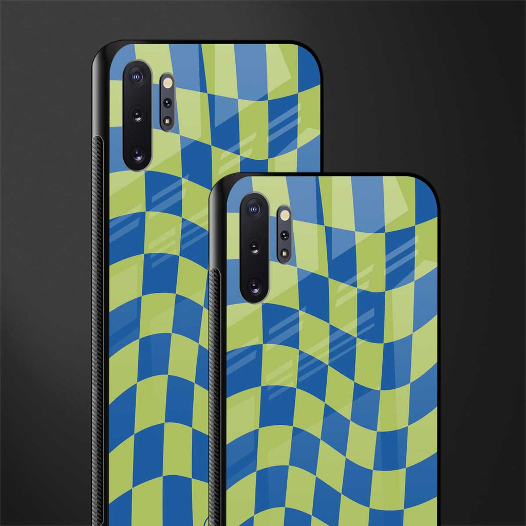 green blue trippy check pattern glass case for samsung galaxy note 10 plus image-2