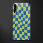 green blue trippy check pattern glass case for samsung galaxy a70 image