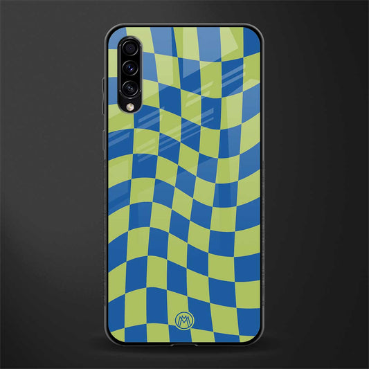 green blue trippy check pattern glass case for samsung galaxy a70 image