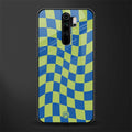 green blue trippy check pattern glass case for redmi note 8 pro image