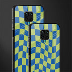 green blue trippy check pattern glass case for poco m2 pro image-2