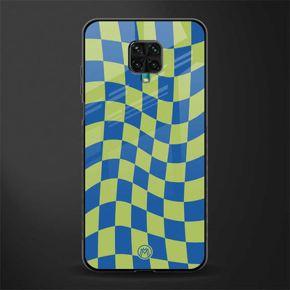 green blue trippy check pattern glass case for poco m2 pro image