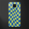 green blue trippy check pattern glass case for redmi note 9 pro image