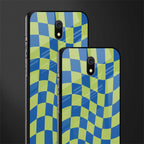 green blue trippy check pattern glass case for redmi 8a image-2