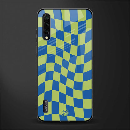 green blue trippy check pattern glass case for mi a3 redmi a3 image
