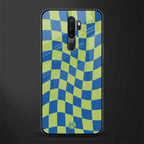 green blue trippy check pattern glass case for oppo a5 2020 image