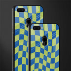 green blue trippy check pattern glass case for oppo a7 image-2