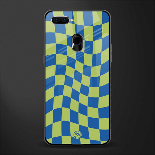green blue trippy check pattern glass case for realme 2 pro image