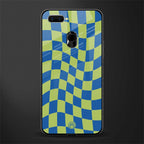 green blue trippy check pattern glass case for oppo a7 image
