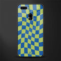 green blue trippy check pattern glass case for oppo a12 image