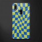 green blue trippy check pattern glass case for realme 3 pro image