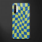 green blue trippy check pattern glass case for realme x2 image