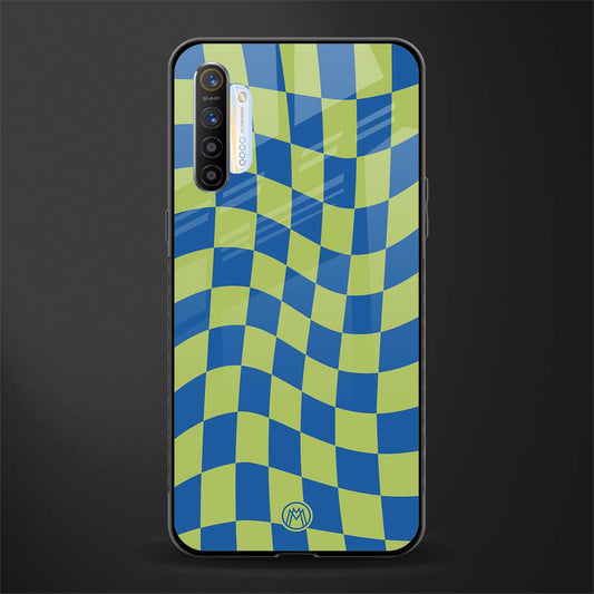 green blue trippy check pattern glass case for realme x2 image