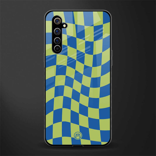 green blue trippy check pattern glass case for realme x50 pro image