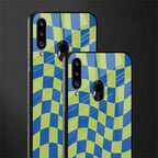 green blue trippy check pattern glass case for samsung galaxy a20s image-2