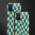 green blue trippy check pattern glass case for samsung galaxy s10 lite image-2