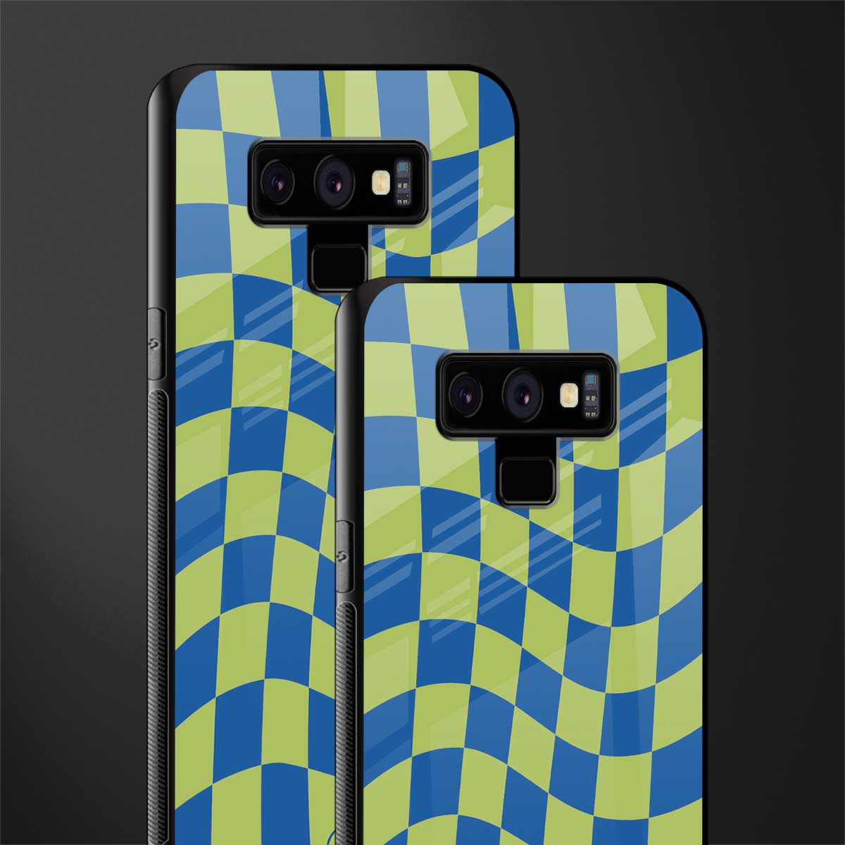 green blue trippy check pattern glass case for samsung galaxy note 9 image-2