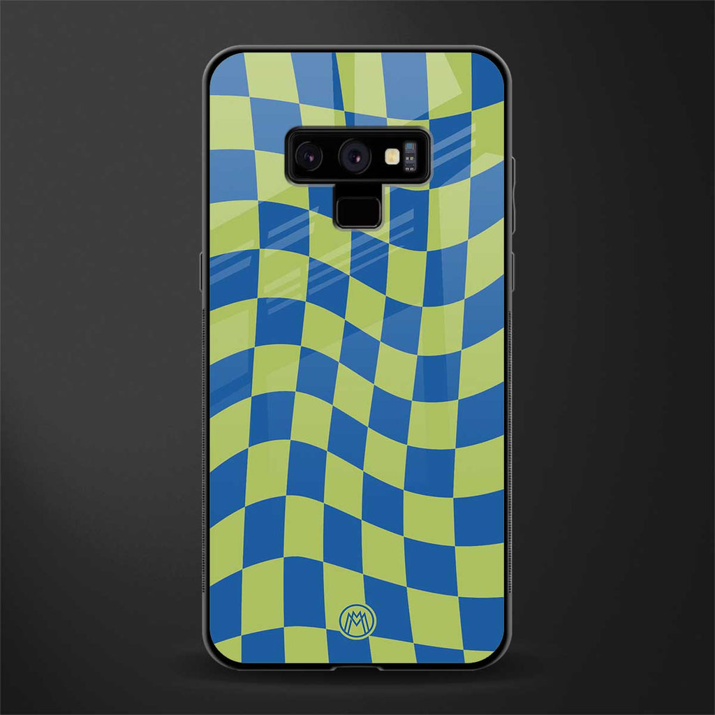 green blue trippy check pattern glass case for samsung galaxy note 9 image