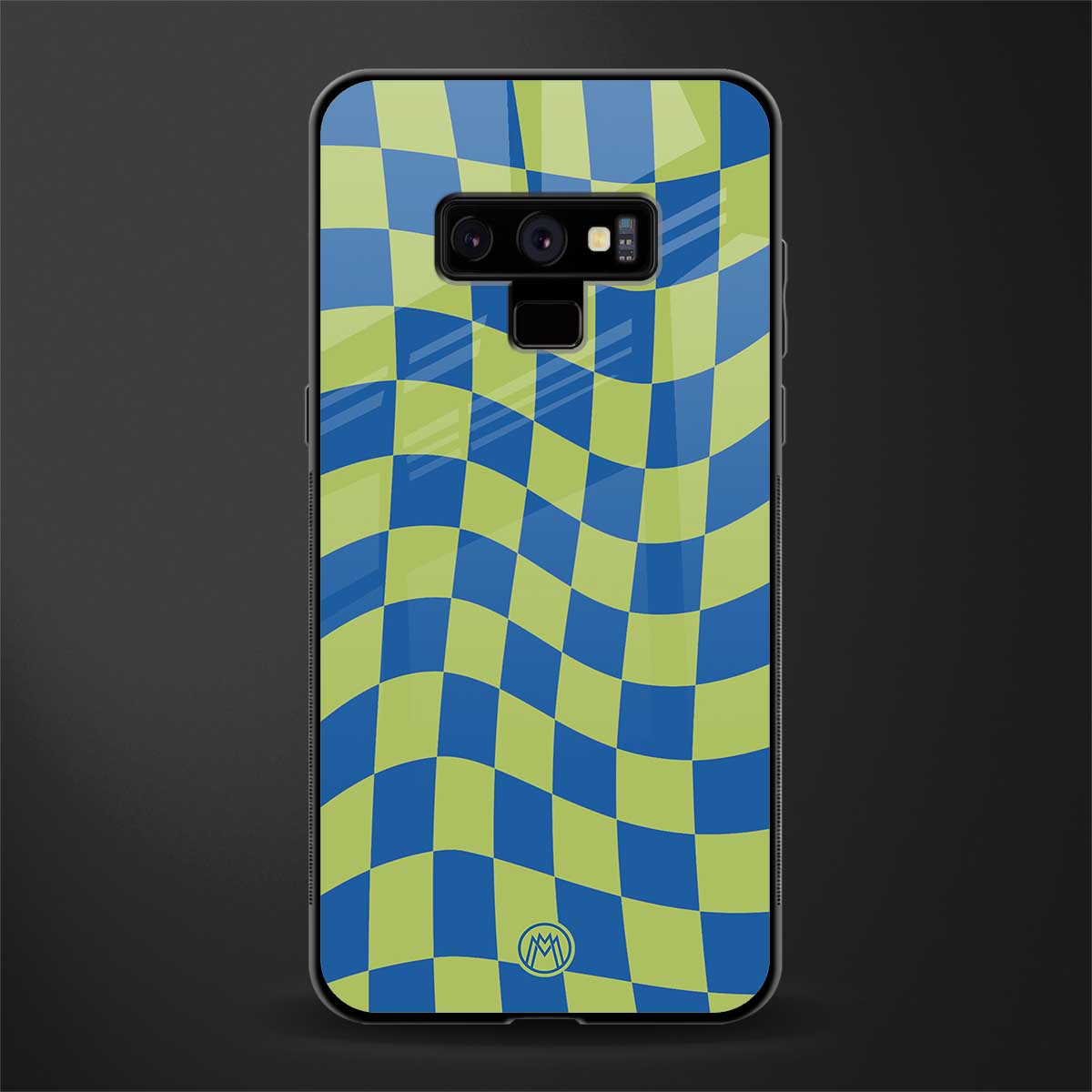 green blue trippy check pattern glass case for samsung galaxy note 9 image
