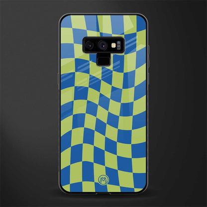 green blue trippy check pattern glass case for samsung galaxy note 9 image