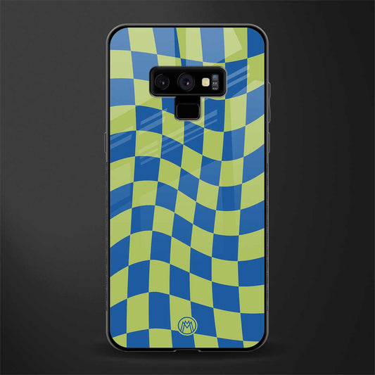 green blue trippy check pattern glass case for samsung galaxy note 9 image