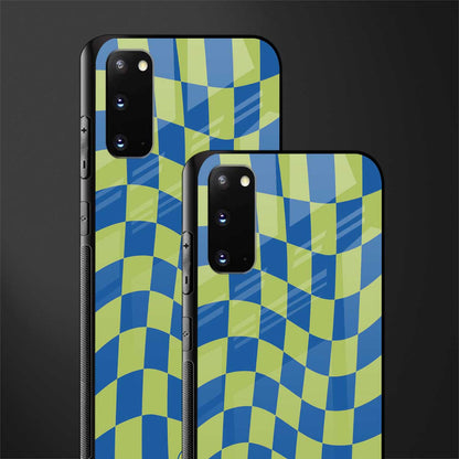 green blue trippy check pattern glass case for samsung galaxy s20 image-2