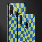green blue trippy check pattern glass case for vivo y12 image-2